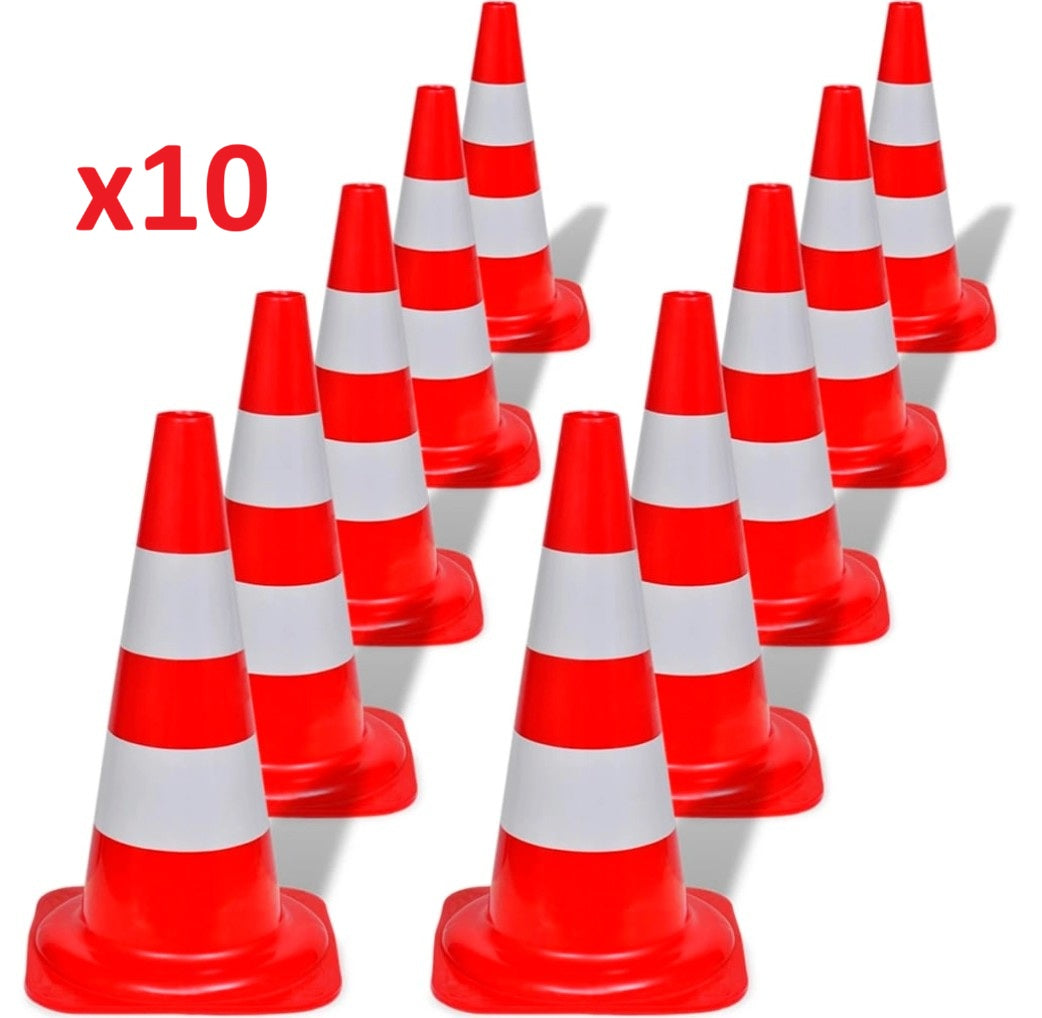 Cones Balise de Chantier x10 - Signalisation Sécurité