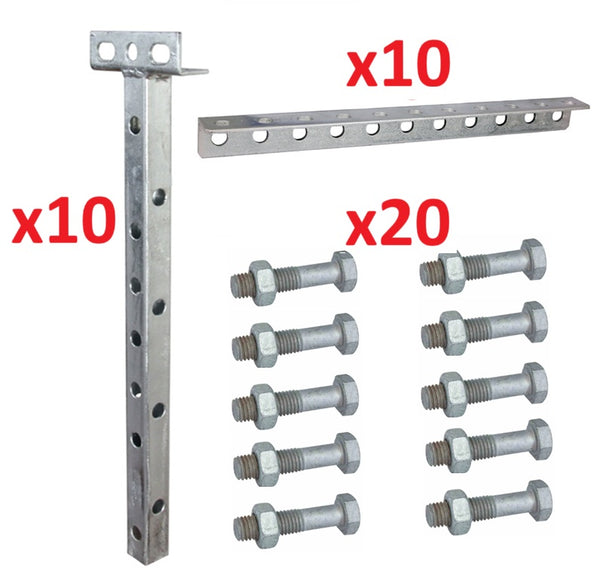 PACK 10x Corps de Réhausse Poteau Telecom Traverse 20x Boulons - Telecom